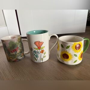 Floral Ceramic Mug Set - Multicolor
